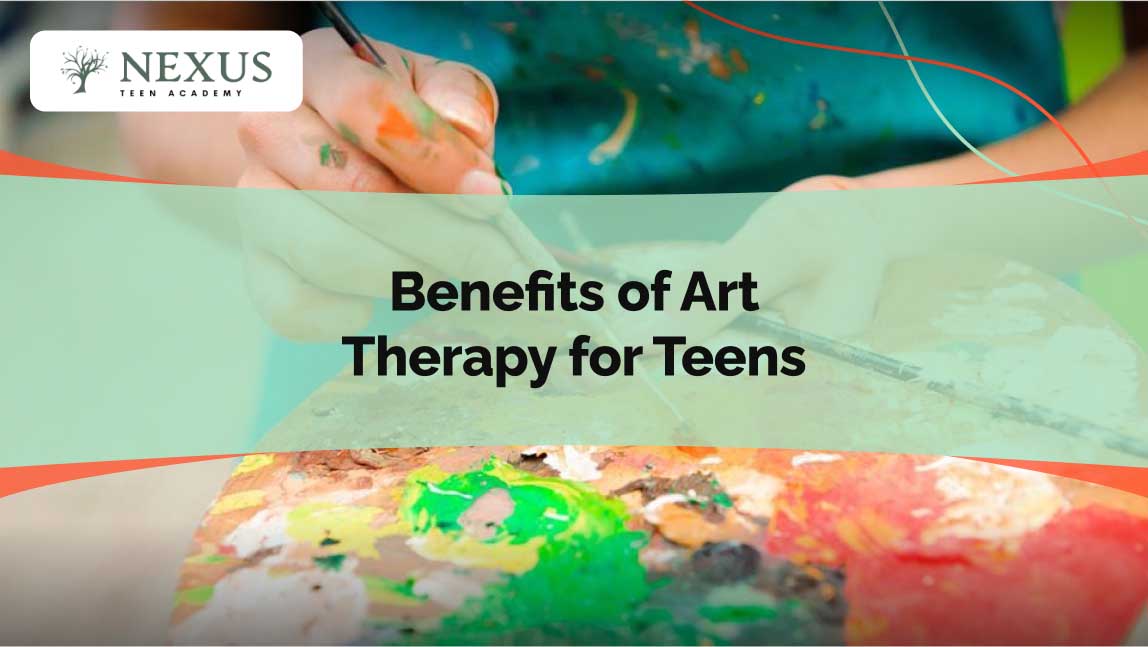Close-up of a teen painting with a colorful palette, representing the benefits of art therapy for teens in fostering creativity, self-expression, and emotional healing.